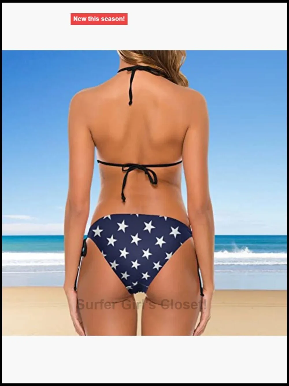 Halter Triangle Bikini Set with Tie Side Bottoms, High Quality Stretchy Fabric,